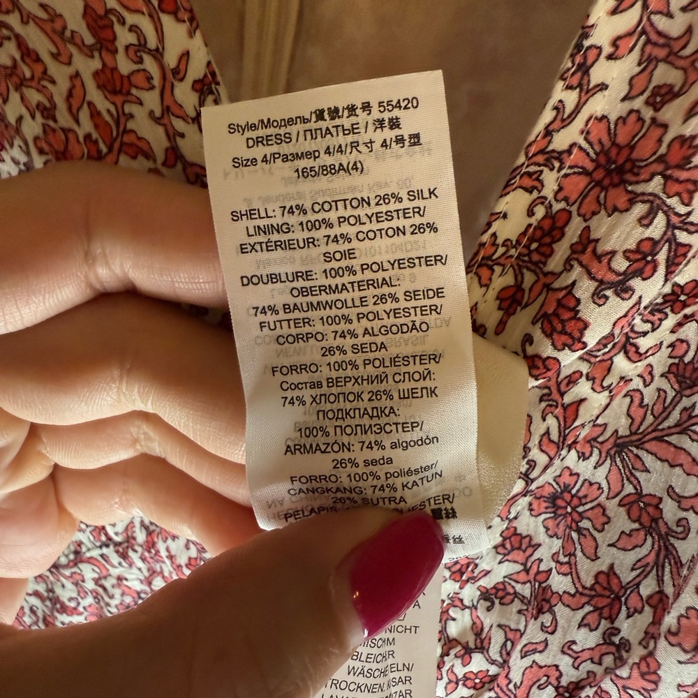 Tory Burch Floral Tiered Cotton-Silk Short Sleeve Midi Dress size 4 - Picture 6 of 8
